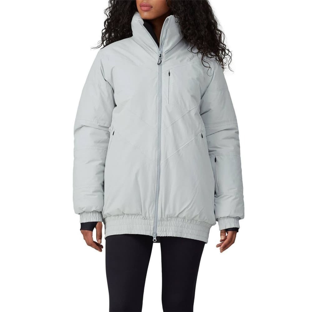 LNDR Velocity Ski Jacket Zip Up Puffer Light Gray S